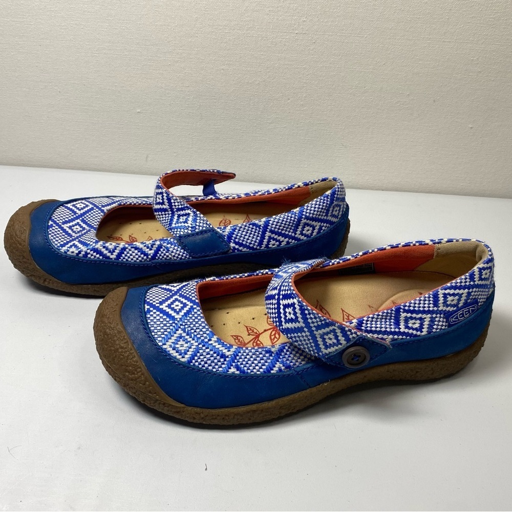 Keen Harvest Mary Jane Shoes Women Size 6.5 Blue white
